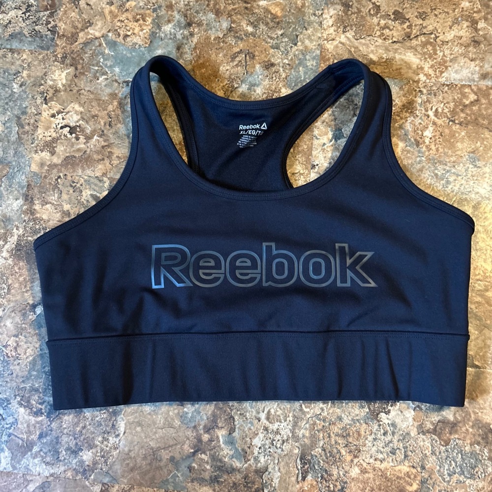 Reebok Wireless Racerback Sports Bra Womens Size XL Black Wirefree